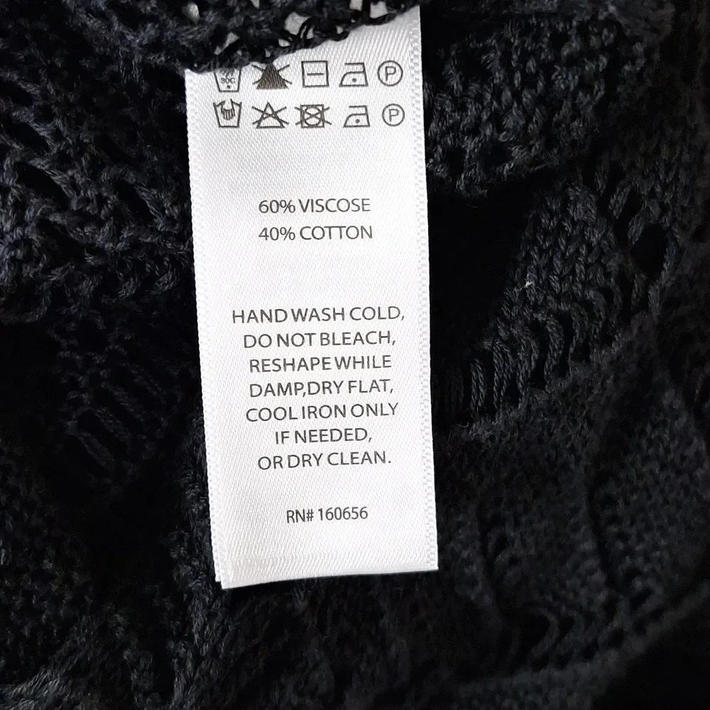 Joie Black Romantic Goth *NEW* Witchy Crochet Knit Whimsigoth Maxi Dress Size XL